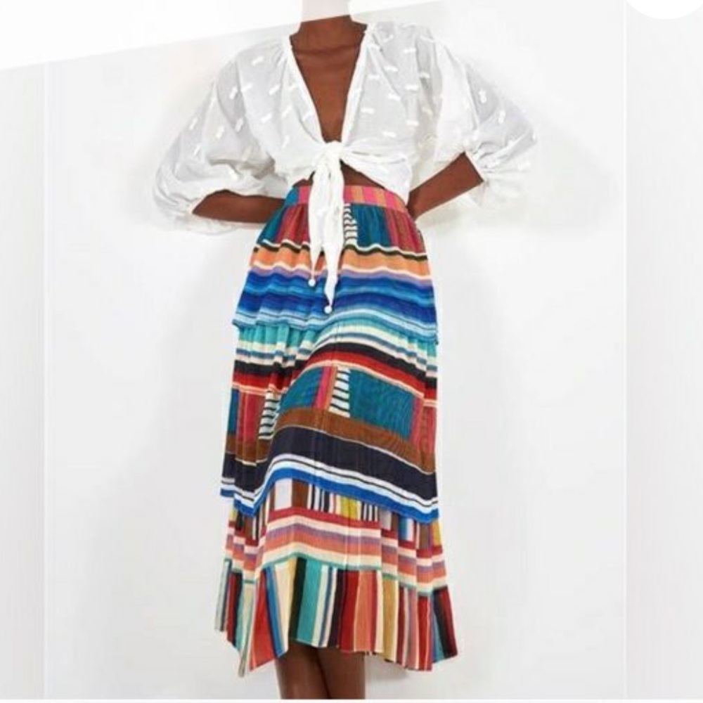 FARM Rio Colorful Striped Midi Skirt - Picture 2 of 4